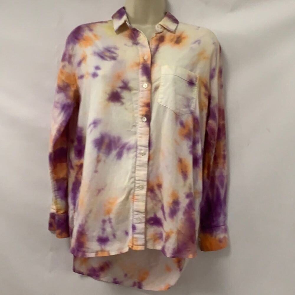 MADEWELL OVERSIZE ONBRE BUTTON DOWN HIGH LOW SHIRT SIZE XXS